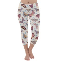 Pattern With Butterflies Moths Capri Winter Leggings  by Ket1n9