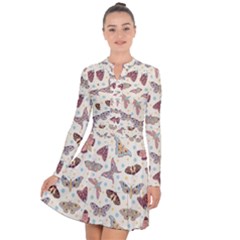 Pattern With Butterflies Moths Long Sleeve Panel Dress by Ket1n9