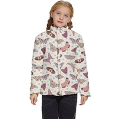 Pattern With Butterflies Moths Kids  Puffer Bubble Jacket Coat by Ket1n9