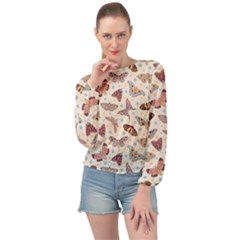 Pattern With Butterflies Moths Banded Bottom Chiffon Top by Ket1n9