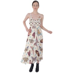 Pattern With Butterflies Moths Tie Back Maxi Dress by Ket1n9