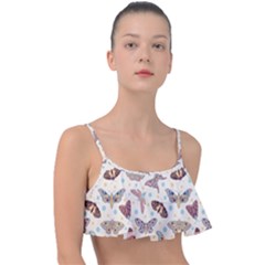 Pattern With Butterflies Moths Frill Bikini Top by Ket1n9