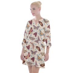 Pattern With Butterflies Moths Open Neck Shift Dress by Ket1n9