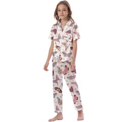 Pattern With Butterflies Moths Kids  Satin Short Sleeve Pajamas Set by Ket1n9