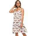 Pattern With Butterflies Moths Sleeveless Tie Front Chiffon Dress View2