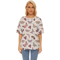 Pattern With Butterflies Moths Oversized Basic T-shirt by Ket1n9