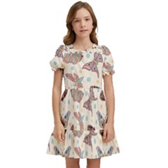 Pattern With Butterflies Moths Kids  Puff Sleeved Dress by Ket1n9