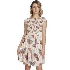 Pattern With Butterflies Moths Cap Sleeve High Waist Dress by Ket1n9