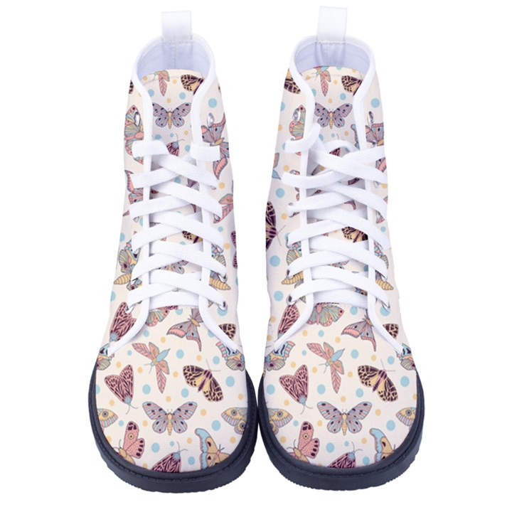 Pattern With Butterflies Moths Kid s High-Top Canvas Sneakers