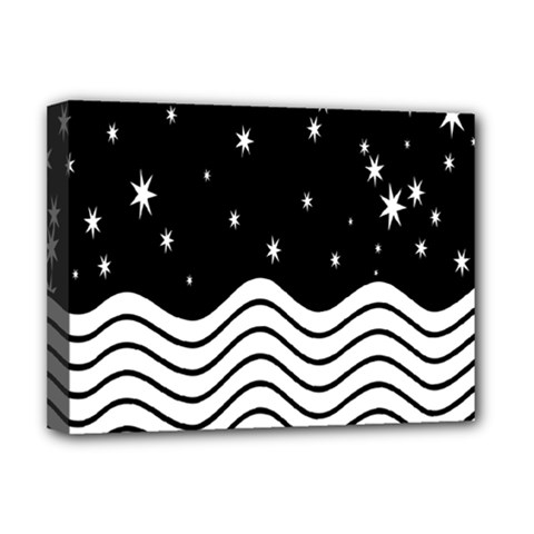 Black And White Waves And Stars Abstract Backdrop Clipart Deluxe Canvas 16  X 12  (stretched) 