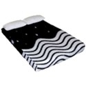 Black And White Waves And Stars Abstract Backdrop Clipart Fitted Sheet (Queen Size) View2