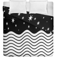 Black And White Waves And Stars Abstract Backdrop Clipart Duvet Cover Double Side (king Size)