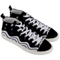 Black And White Waves And Stars Abstract Backdrop Clipart Men s Mid-Top Canvas Sneakers View3