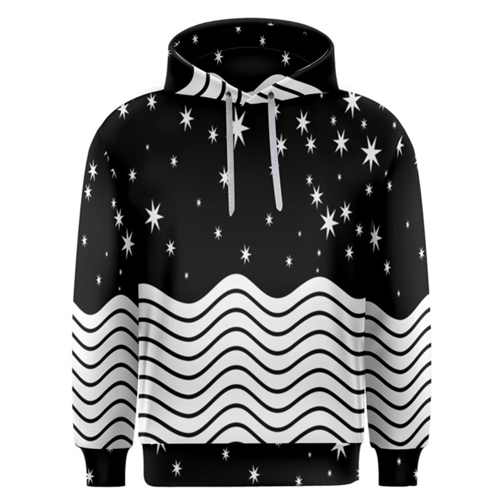 Black And White Waves And Stars Abstract Backdrop Clipart Men s Overhead Hoodie