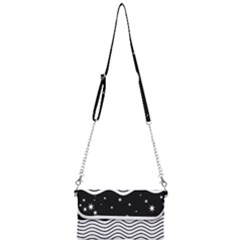 Black And White Waves And Stars Abstract Backdrop Clipart Mini Crossbody Handbag