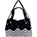 Black And White Waves And Stars Abstract Backdrop Clipart Double Compartment Shoulder Bag View1