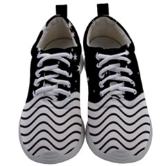 Black And White Waves And Stars Abstract Backdrop Clipart Mens Athletic Shoes by Hannah976