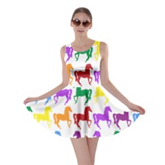 Colorful Horse Background Wallpaper Skater Dress by Hannah976