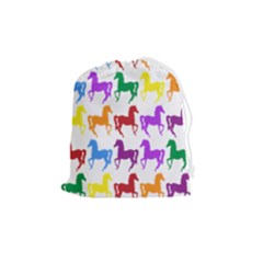 Colorful Horse Background Wallpaper Drawstring Pouch (medium) by Hannah976