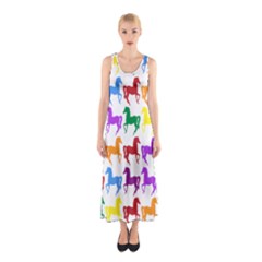 Colorful Horse Background Wallpaper Sleeveless Maxi Dress by Hannah976