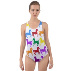 Colorful Horse Background Wallpaper Cut-out Back One Piece Swimsuit by Hannah976