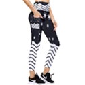 Black And White Waves And Stars Abstract Backdrop Clipart Pocket Leggings  View4