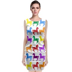 Colorful Horse Background Wallpaper Classic Sleeveless Midi Dress by Hannah976