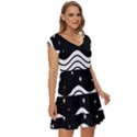 Black And White Waves And Stars Abstract Backdrop Clipart Short Sleeve Tiered Mini Dress View3