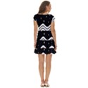 Black And White Waves And Stars Abstract Backdrop Clipart Short Sleeve Tiered Mini Dress View4