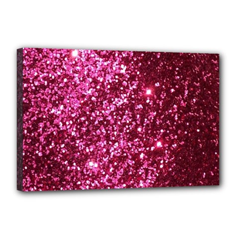 Pink Glitter Canvas 18  X 12  (stretched) by Hannah976