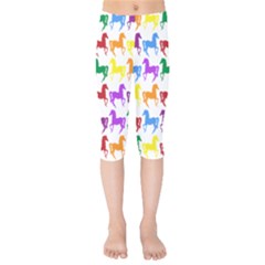 Colorful Horse Background Wallpaper Kids  Capri Leggings  by Hannah976