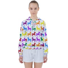 Colorful Horse Background Wallpaper Women s Tie Up Sweat by Hannah976