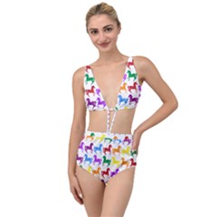 Colorful Horse Background Wallpaper Tied Up Two Piece Swimsuit by Hannah976