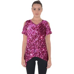 Pink Glitter Cut Out Side Drop T-shirt by Hannah976