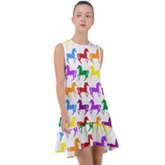 Colorful Horse Background Wallpaper Frill Swing Dress by Hannah976