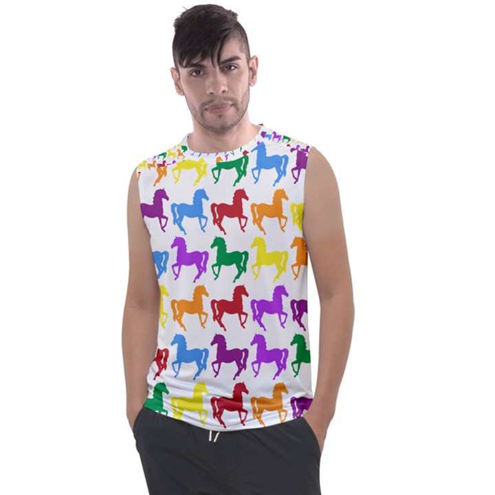 Colorful Horse Background Wallpaper Men s Regular Tank Top