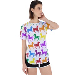 Colorful Horse Background Wallpaper Perpetual Short Sleeve T-shirt by Hannah976