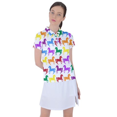 Colorful Horse Background Wallpaper Women s Polo T-shirt by Hannah976