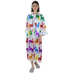 Colorful Horse Background Wallpaper Maxi Satin Kimono by Hannah976