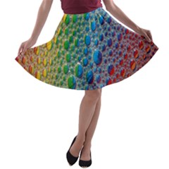 Bubbles Rainbow Colourful Colors A-line Skater Skirt by Hannah976