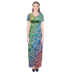 Bubbles Rainbow Colourful Colors Short Sleeve Maxi Dress by Hannah976