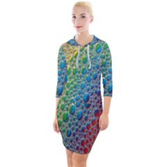 Bubbles Rainbow Colourful Colors Quarter Sleeve Hood Bodycon Dress by Hannah976