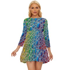 Bubbles Rainbow Colourful Colors Long Sleeve Babydoll Dress by Hannah976