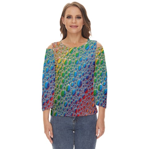 Bubbles Rainbow Colourful Colors Cut Out Wide Sleeve Top by Hannah976