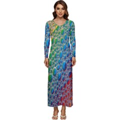 Bubbles Rainbow Colourful Colors Long Sleeve Longline Maxi Dress by Hannah976