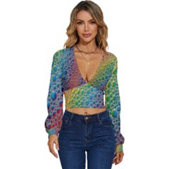 Bubbles Rainbow Colourful Colors Long Sleeve Deep-v Velour Top by Hannah976