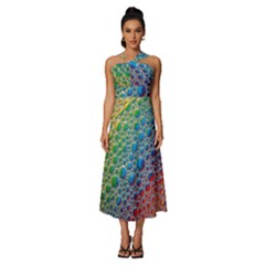 Bubbles Rainbow Colourful Colors Sleeveless Cross Front Cocktail Midi Chiffon Dress by Hannah976