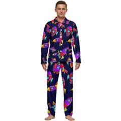 Space Patterns Men s Long Sleeve Velvet Pocket Pajamas Set by Hannah976