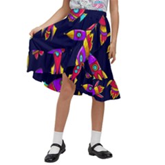 Space Patterns Kids  Ruffle Flared Wrap Midi Skirt by Hannah976