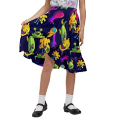 Space Patterns Kids  Ruffle Flared Wrap Midi Skirt by Hannah976